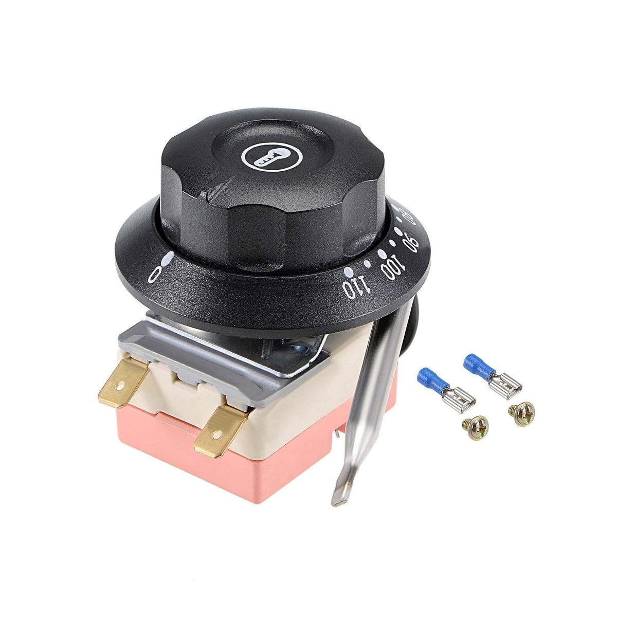 NC 250V 16A 30-110C Temperature Control Switch Capillary Thermostat for Oven Refrigerator Heater, 2m, with 2 Screws&2 Crimp Terminals