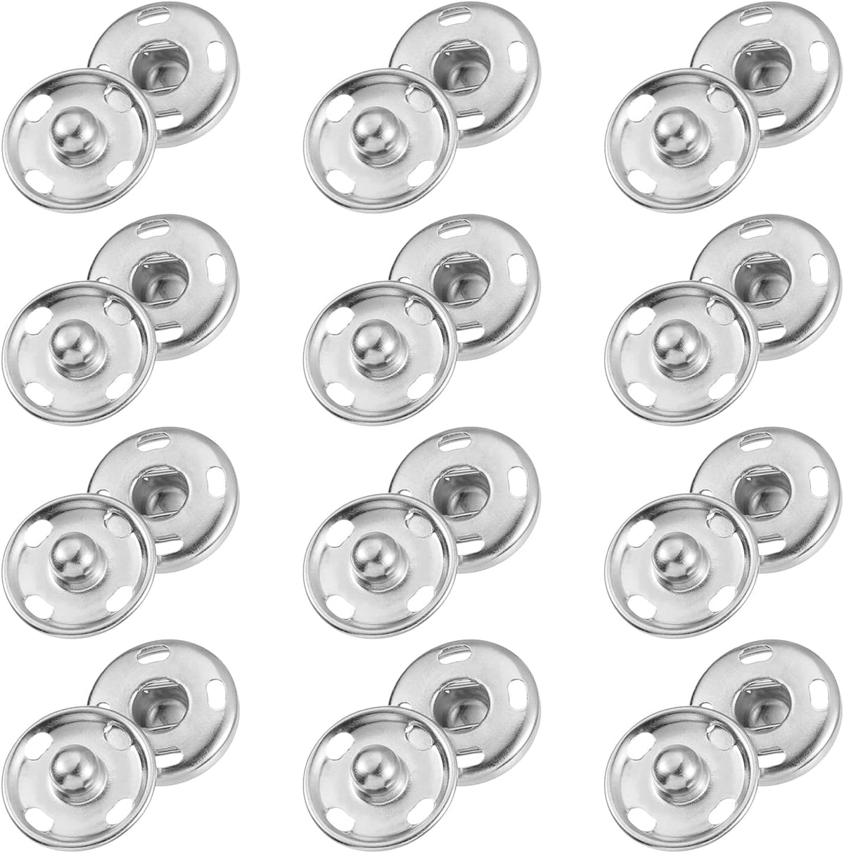 25 Sets Sewing Snap Buttons, 12.5mm Press Buttons Metal Snap Fasteners for Clothes DIY Crafts, Silver