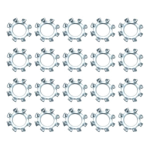 50Pcs 12# External Tooth Lock Washer, Zinc-Plated Carbon Steel Multi-Tooth Star Washer Locking Fastener, Silver Tone