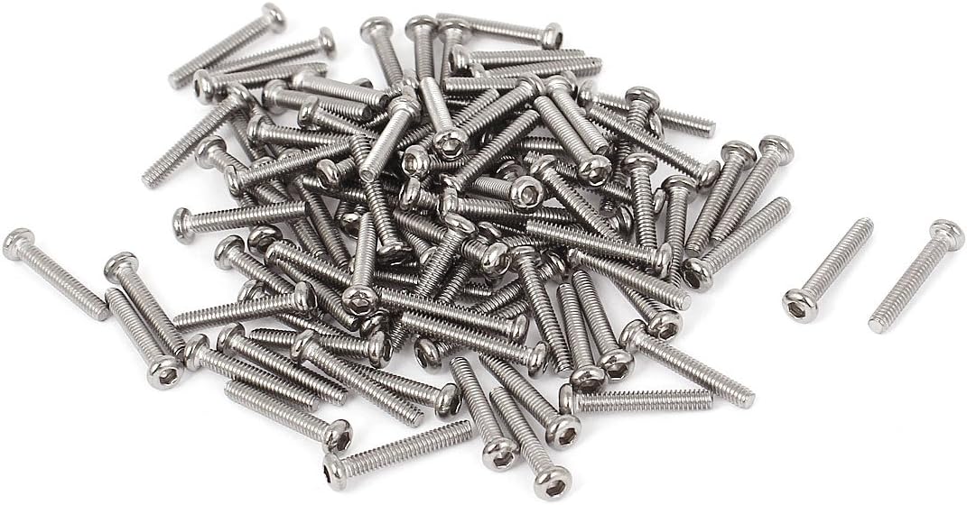 0.4mm Pitch M2x12mm Hex Socket Button Head Bolts Screws 100 Pcs