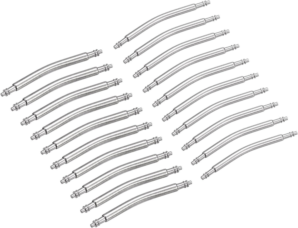 20mm Curved Spring Bar Pins 1.5mm 1.8mm Dia Stainless Steel Double Flanged End Watch Band Link Pin 20pcs