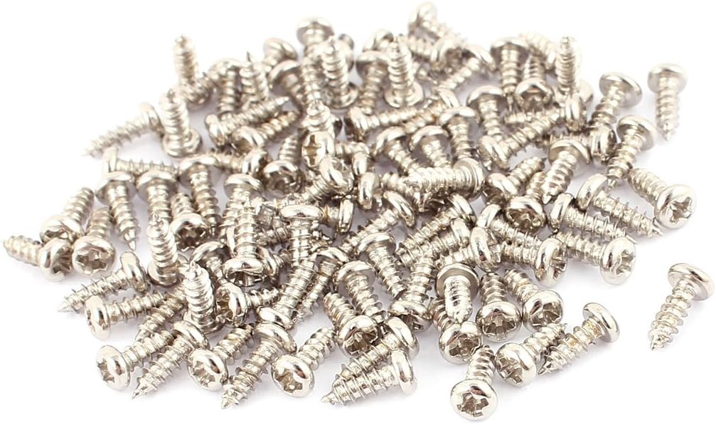 100 Pcs M2 X 6mm Stainless Steel Phillips Round Head Self Tapping Screws Bolts