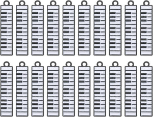 20Pcs Enamel Music Charm, 32 x 7mm Musical Keyboard Charm Metal Bulk Alloy Keyboard Symbols Pendants for Bracelet Earring Necklace Keychain DIY, Black