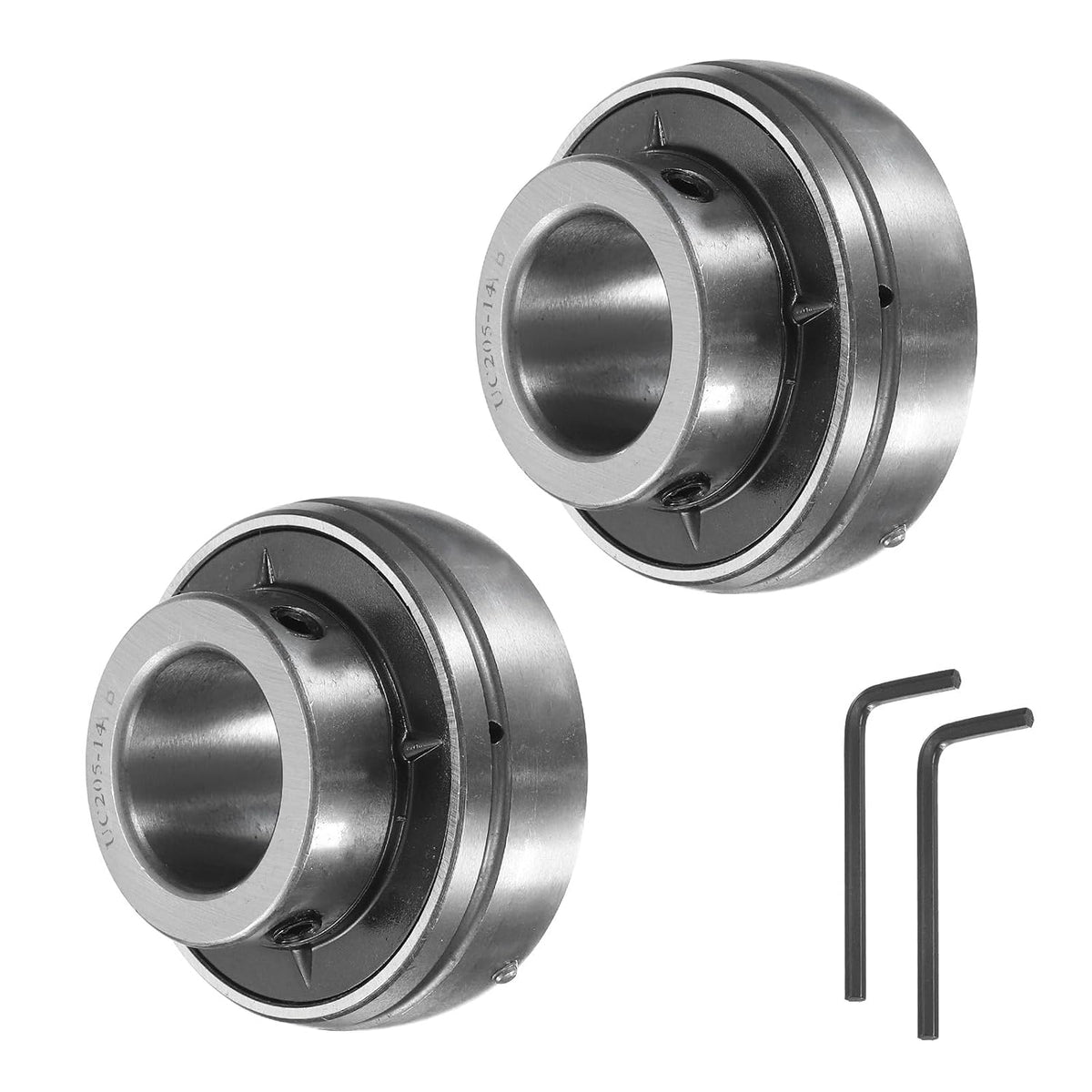 2pcs UC205-14 Pillow Block Bearings 7/8" Bore Bearing Units Chrome Steel (GCR15) Flange Mounted Bearing Housing with Wrench