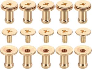 10 Pcs Brass Ball Head Stud Screw, 4mm/0.16" Nipple Rivet Button Strap Stopper for DIY Leather Craft, Gold Tone