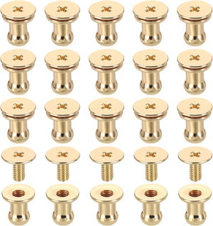 20 Pcs Brass Ball Head Stud Screw, 5mm/0.2" Nipple Rivet Button Strap Stopper for DIY Leather Craft, Gold Tone