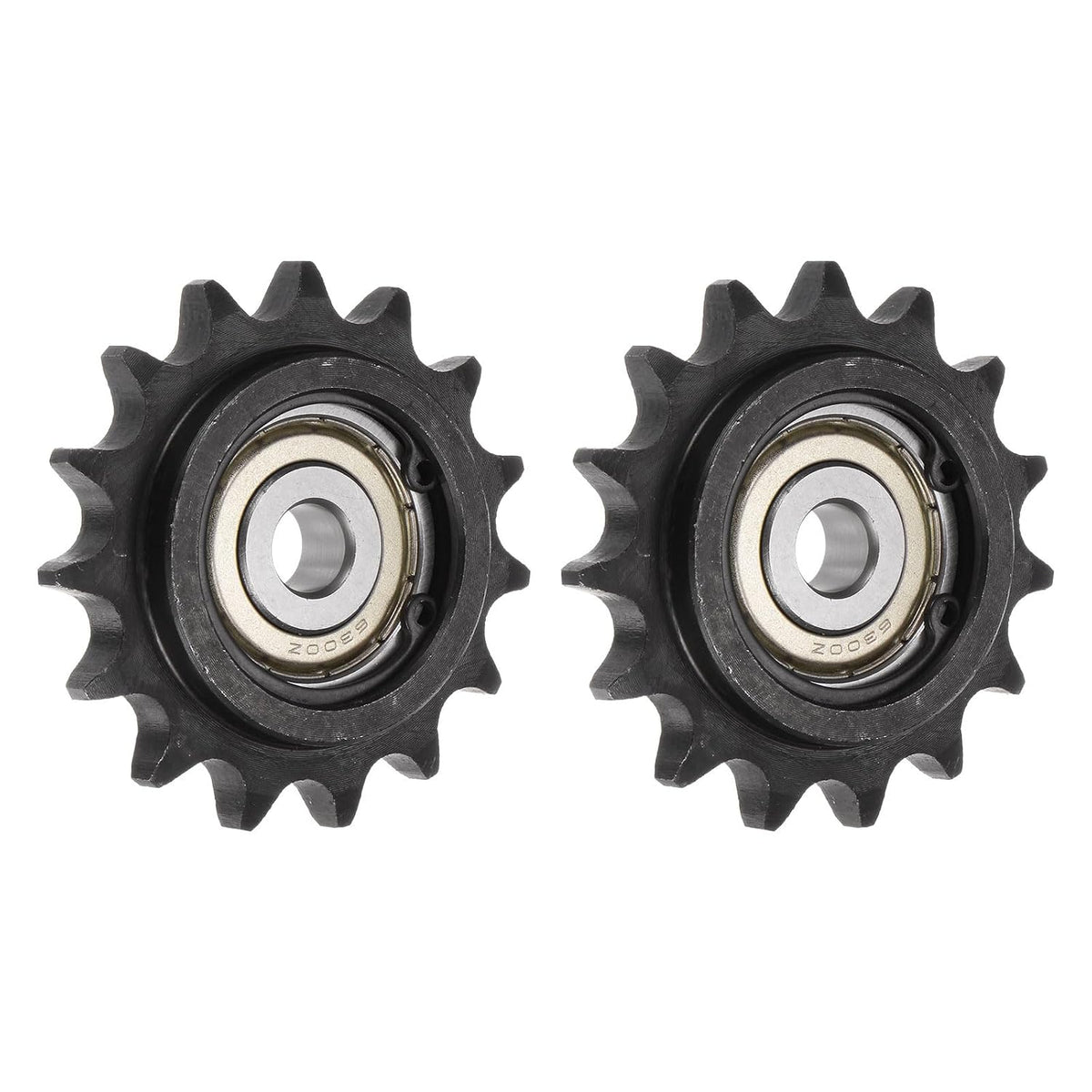 2pcs ANSI #40 / DIN(ISO)08A Roller Chain Idler Sprocket 10mm Bore, 1/2" Pitch, Hardened 15 Tooth Tensioner Sprocket, Insert Single Bearing (B Type)