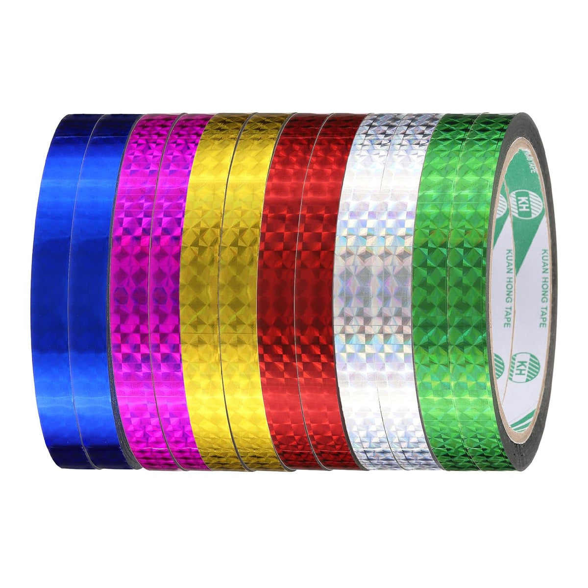 Holographic Tape 12 Rolls of Sets Self-Adhesive Reflective Prism Tape for Keep Birds Away, Craft Projects, DIY Art, Home, Daily Use.