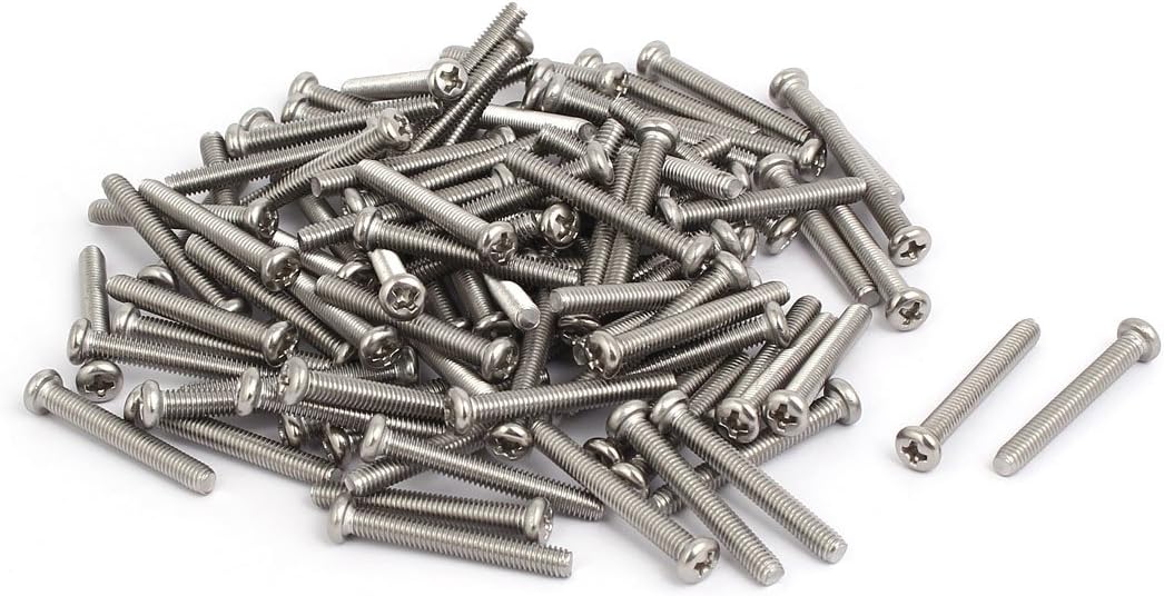 M4 x 30mm 304 Stainless Steel Phillips Round Head Machine Screws Bolt 100pcs