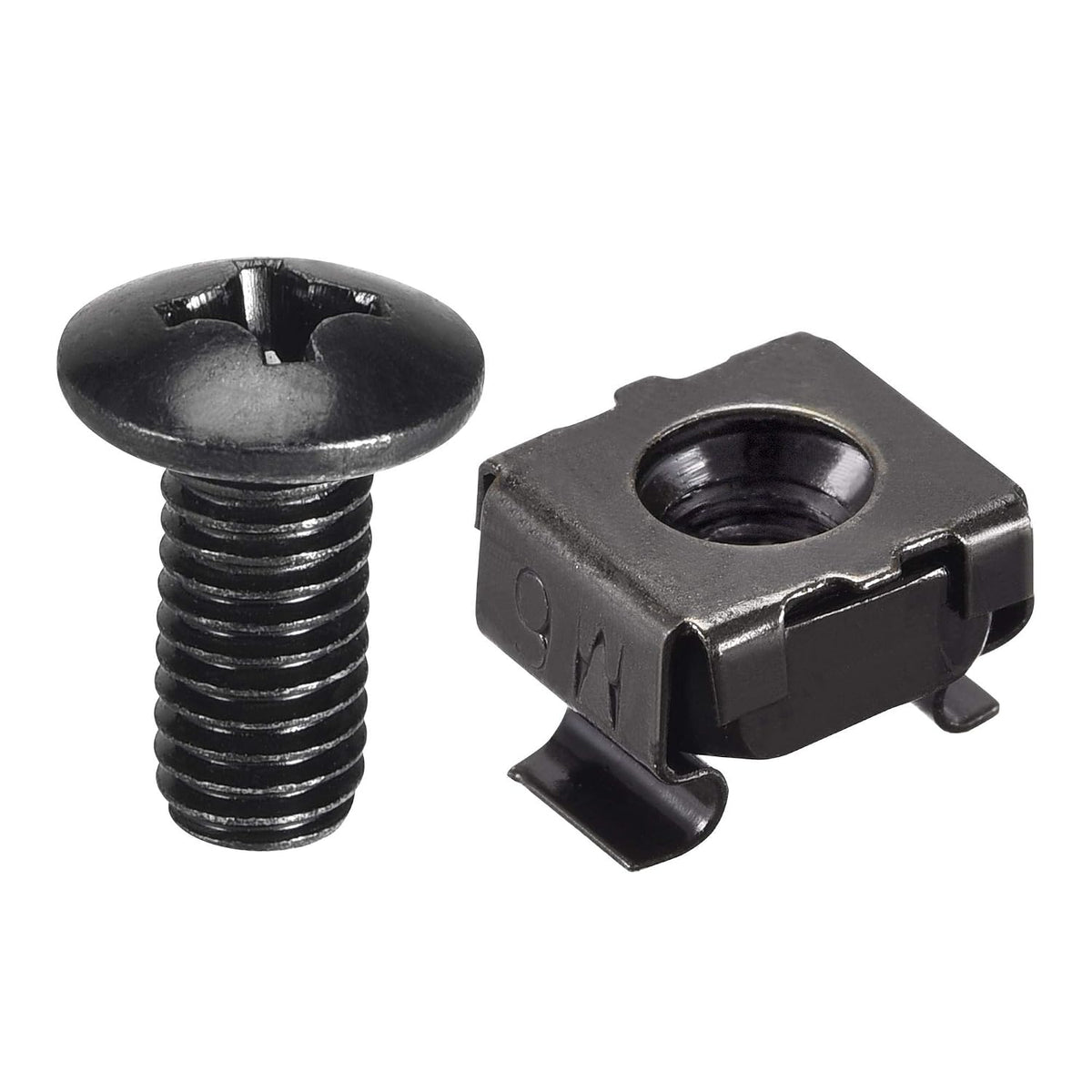 M6 x 12mm Cage Nuts and Screws Carbon Steel for Rack Mount Server Shelve Cabinet Set of 10