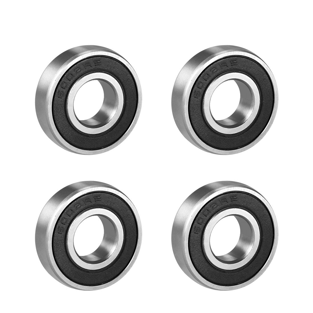 6002RS Deep Groove Ball Bearing Single Sealed 160102, 15mm x 32mm x 9mm Chrome Steel Bearings (Pack of 4)