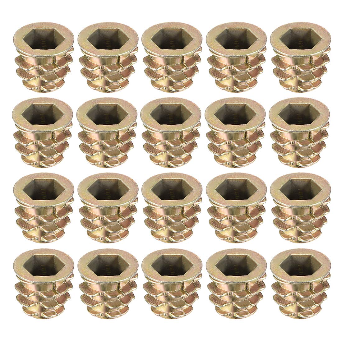 Furniture Threaded Insert Nuts Zinc Alloy M8 Internal Threads 12mm Length 20pcs