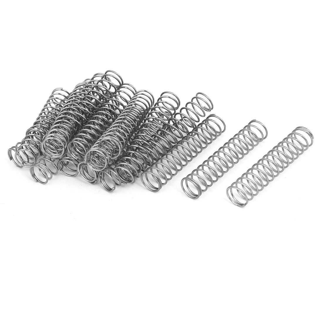Compression Spring,304 Stainless Steel,10mm OD,0.8mm Wire Size,50mm Free Length,Silver Tone,20Pcs