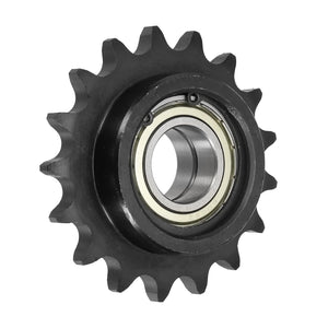 #50 Roller Chain Idler Sprocket, Type C 25mm Bore 5/8" Pitch 17 Tooth Tensioner with Double Bearing, Black Oxide Finished 1045 Steel for ANSI #50 (DIN/ISO 10A) Chains