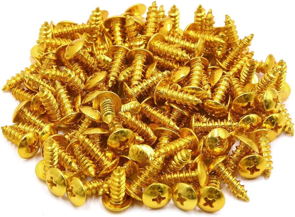 120pcs Universal Gold Tone Motorcycle Round Cross Head Self Tapping Bolts Screws
