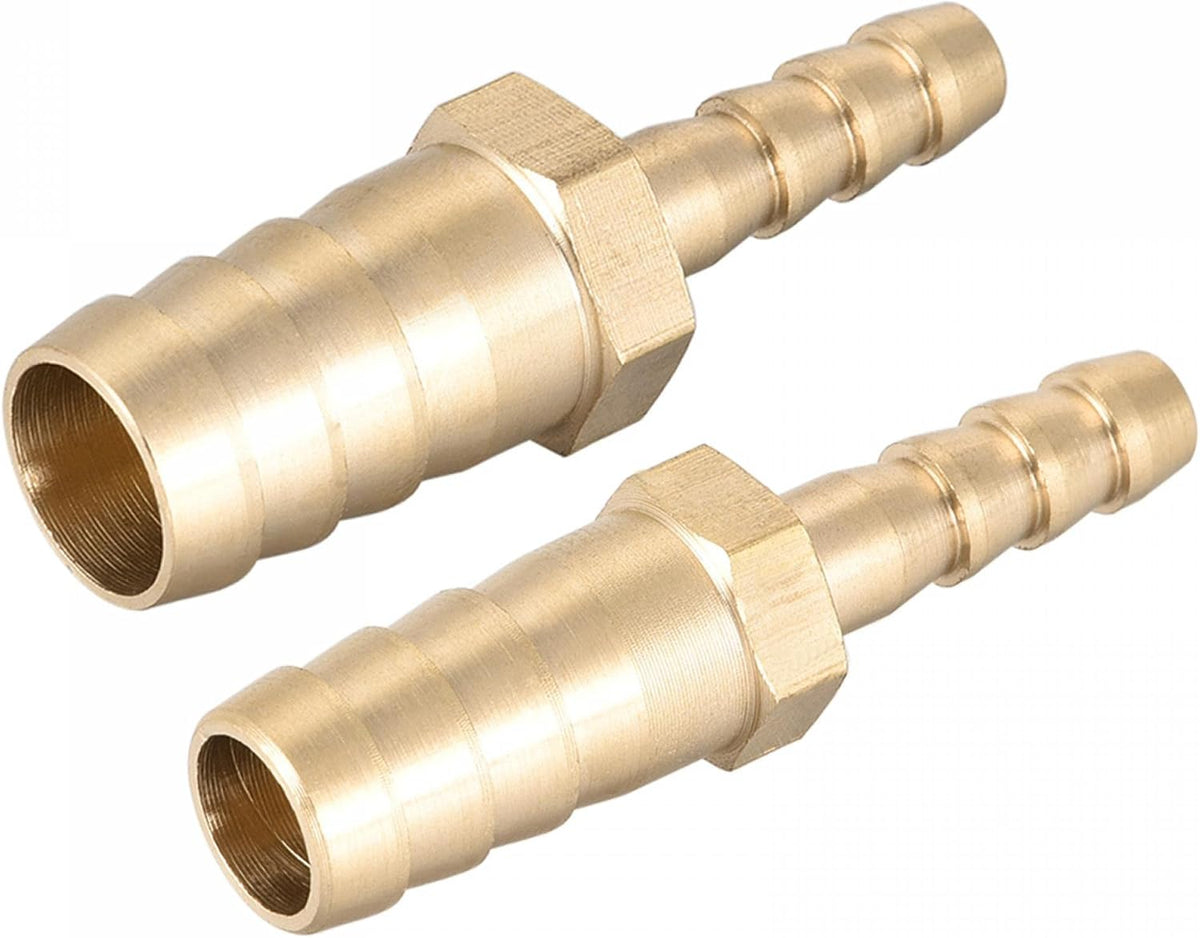 Straight Brass Barb Fitting Reducer, Fit Hose ID 10mm to 6mm, 12mm to 6mm, 2pcs