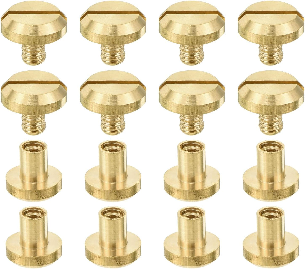 8Pcs Brass Chicago Screw, 6mm Concave Leather Rivets Belt Screw Binding Stud Nail Rivets Fasteners for Leathercraft Belt Jean DIY