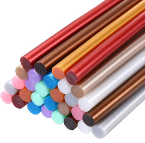 30pcs Mini Hot Glue Sticks 8 inch x 0.28 inch High Sticky Hot Glue Gun Sticks, Metallic 10 Color
