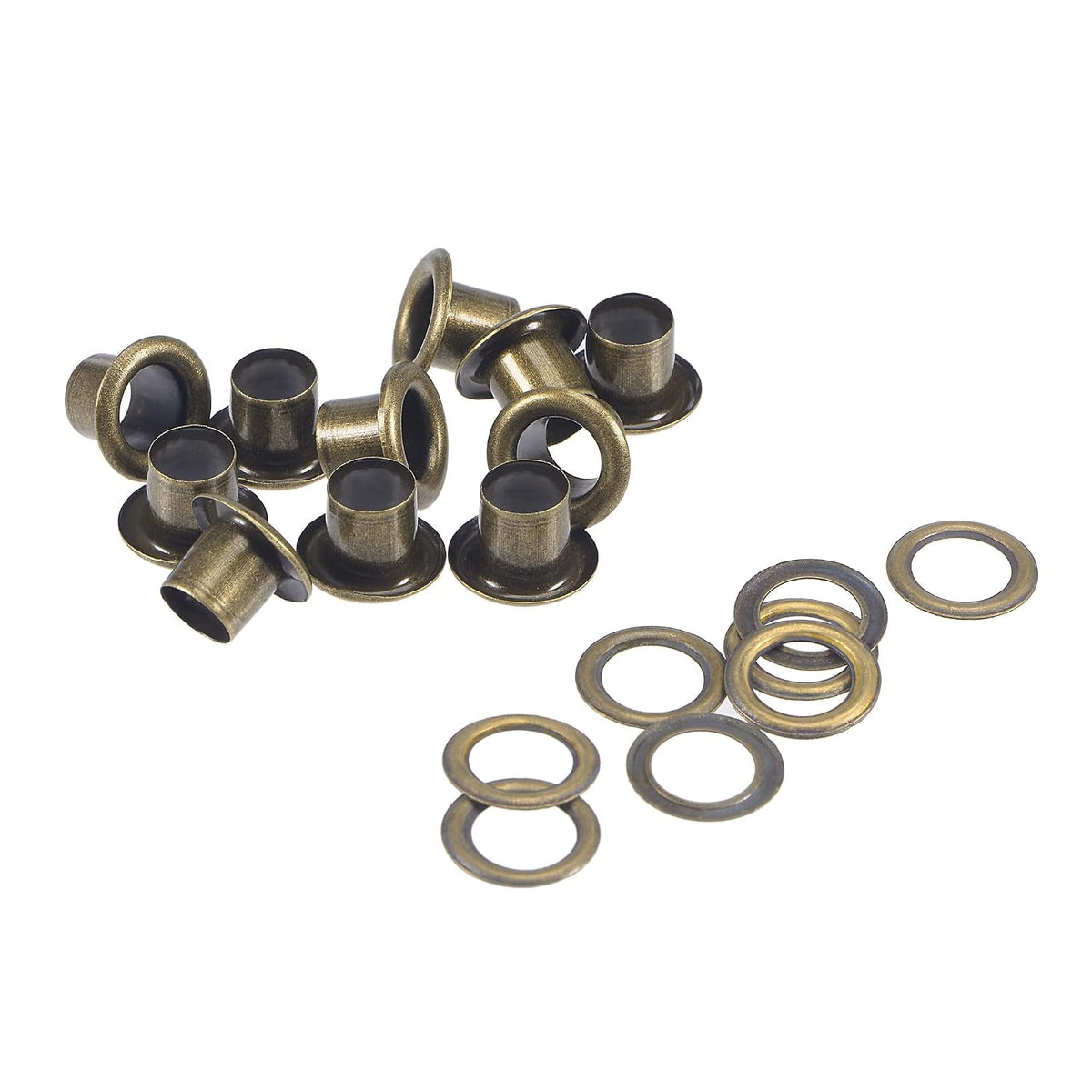 Grommets Eyelets with Washers Kit, 10.5 x 6 x 7mm Alloy Grommet for DIY or Craft Projects Bronze Tone 100 Set