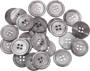 25 Pcs Natural Shell Buttons, 4 Hole Mother of Pearl Buttons 20mm Sewing Craft Buttons for Shirt Sewing DIY Crafts Decoration, Grey