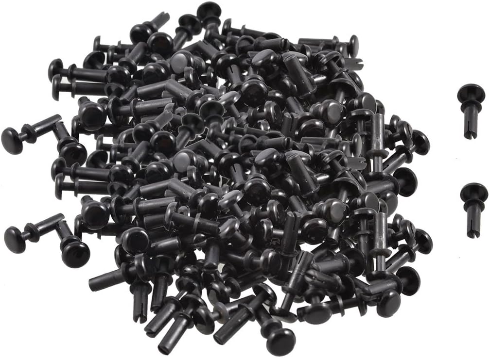 200 Pcs Black Nylon 3.0mm Bottom Dia Push Clips Rivets Fasteners R3090