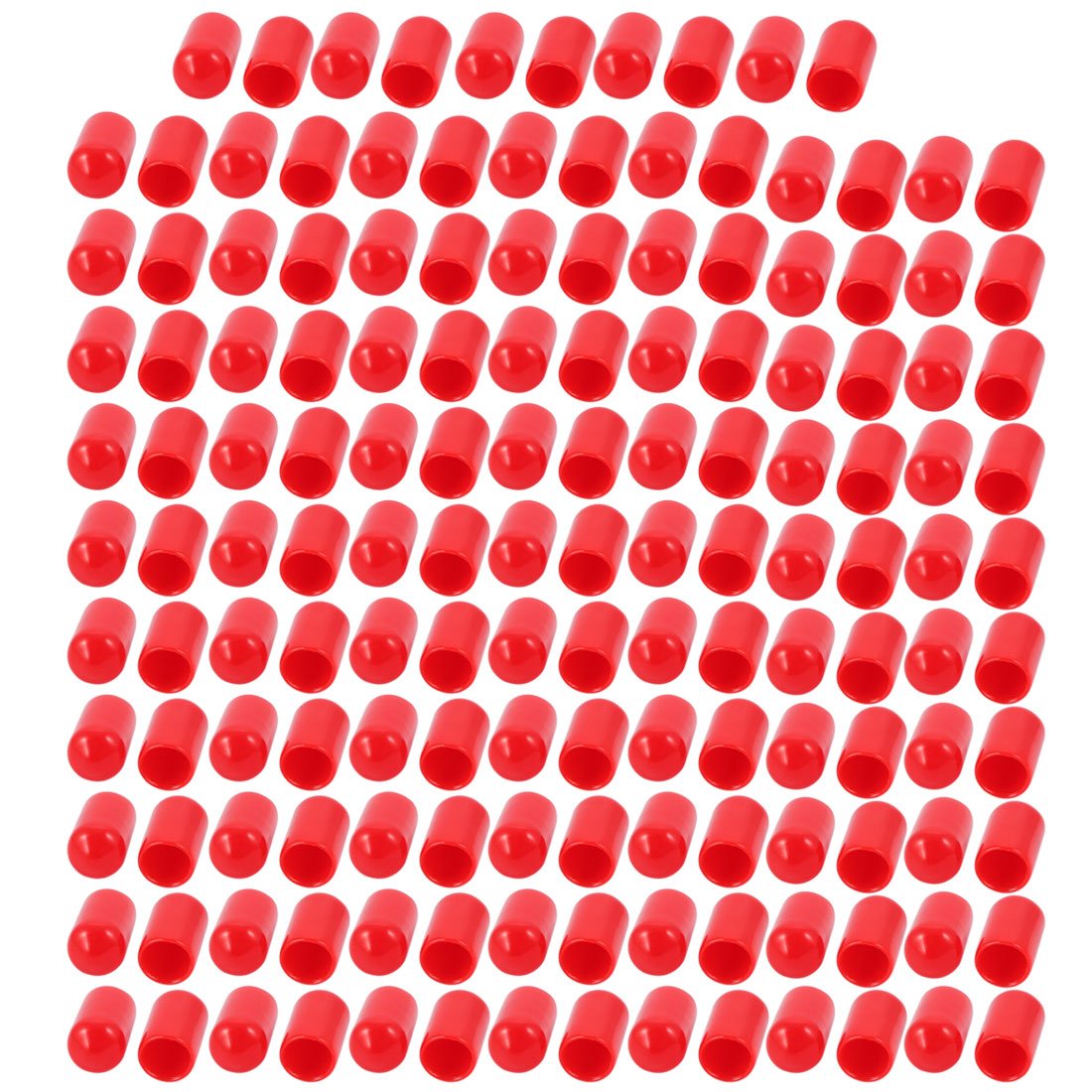 150Pcs 7mm Inner Dia PVC Flexible Vinyl End Cap Screw Thread Protector Cover Red