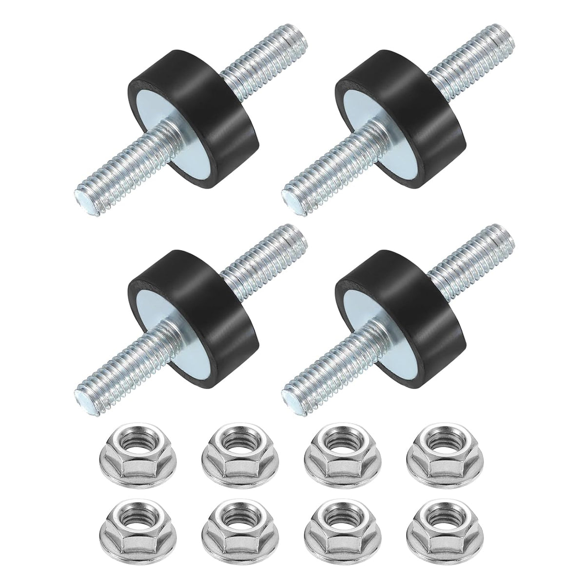 4Pcs M6 x 18mm Rubber Mounts, 8 x 20mm Cylindrical Anti Vibration Isolator Studs Shock Absorber Double Studs with Nuts for Car Bobbin Generator Air Compressors