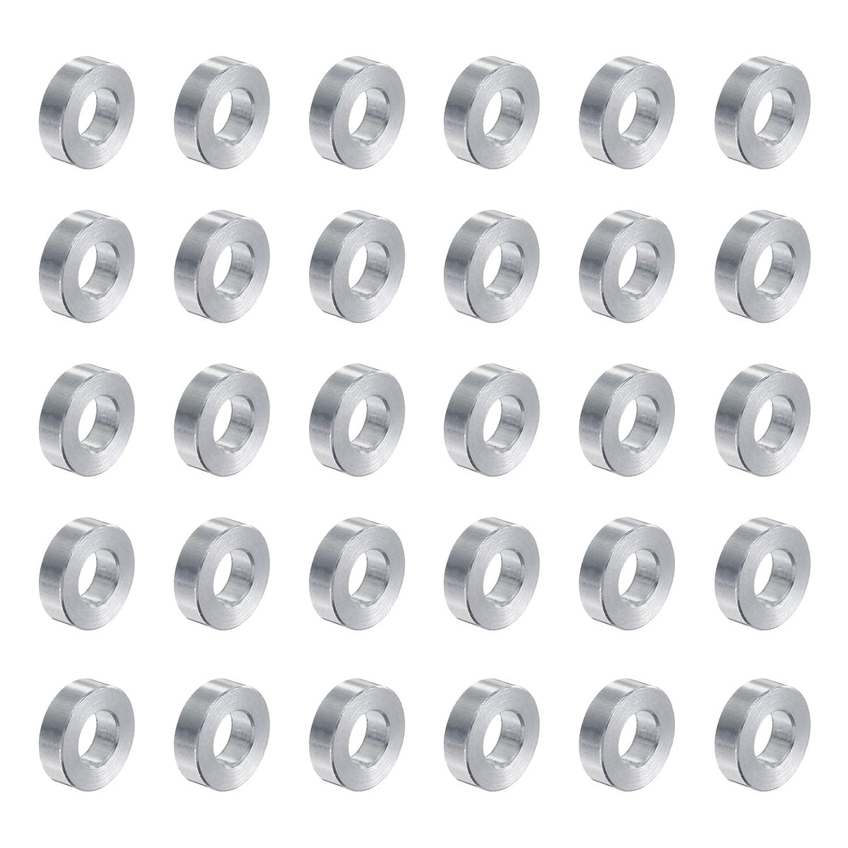 30pcs Aluminum Spacer 5mm Bore x 10mm OD x 3mm Length Screw Standoff Bushing Plain Finish Round Metal Spacer for M5 Screws Bolts and Rods