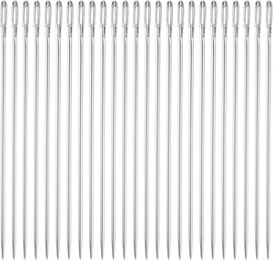 50Pcs Large Eye Needles, 3.94" 1.6mm High Carbon Iron Embroidery Thread Needle Sewing Big Eye Needle Knitting Needles for Hand Sewing Art Crafts, Silver