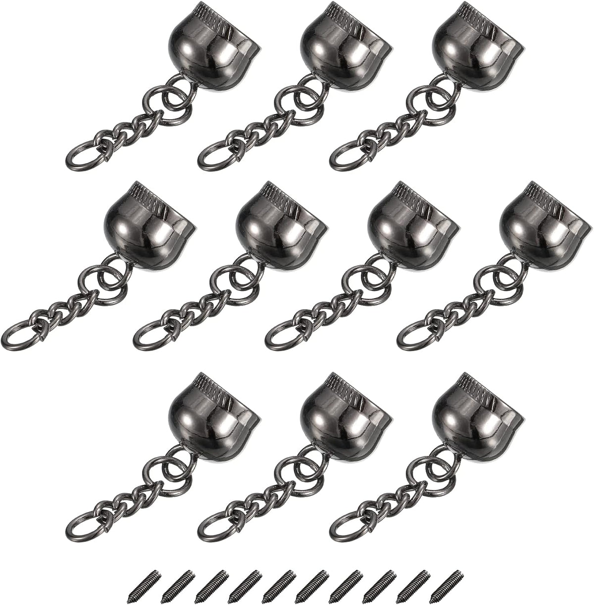 Tassel Cord End Cap with Screw, 15Pcs 0.63"/16mm Glue in Barrel End Caps for Tassel Jewelry Making Bag Strap DIY, Dark Grey