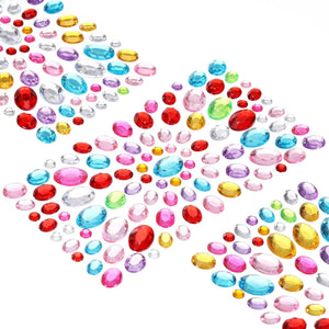 535 Pcs Gems Stickers for Crafts, 5 Sheet Self-Adhesive Gems Bling Oval Rhinestone Stickers, Crystal Crafts Jewelry Stickers for Party Table Decorations, Multicolor