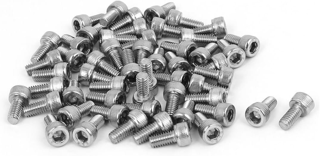 M4x8mm Thread 304 Stainless Steel Hex Socket Head Cap Screw Bolt DIN912 55pcs