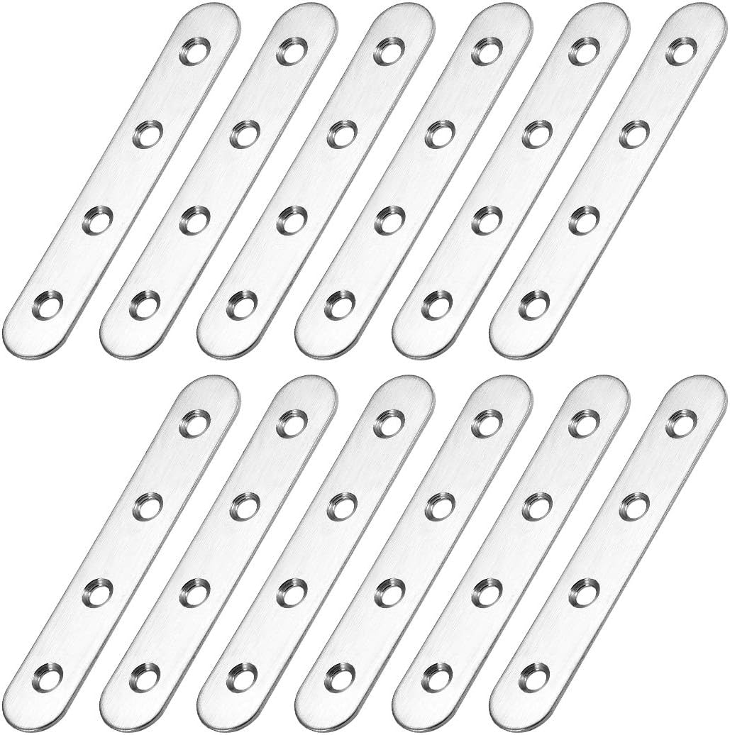 Repair Plate, 100mm x 17mm, Flat Fixing Mending Bracket Connector with Screws, 12 Pcs