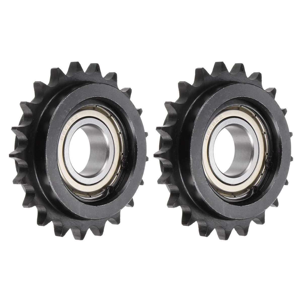 2pcs DIN(ISO) 08B Roller Chain Idler Sprocket 25mm Bore, 1/2" Pitch, Hardened 21 Tooth Tensioner Sprocket, Insert Single Bearing (B Type)