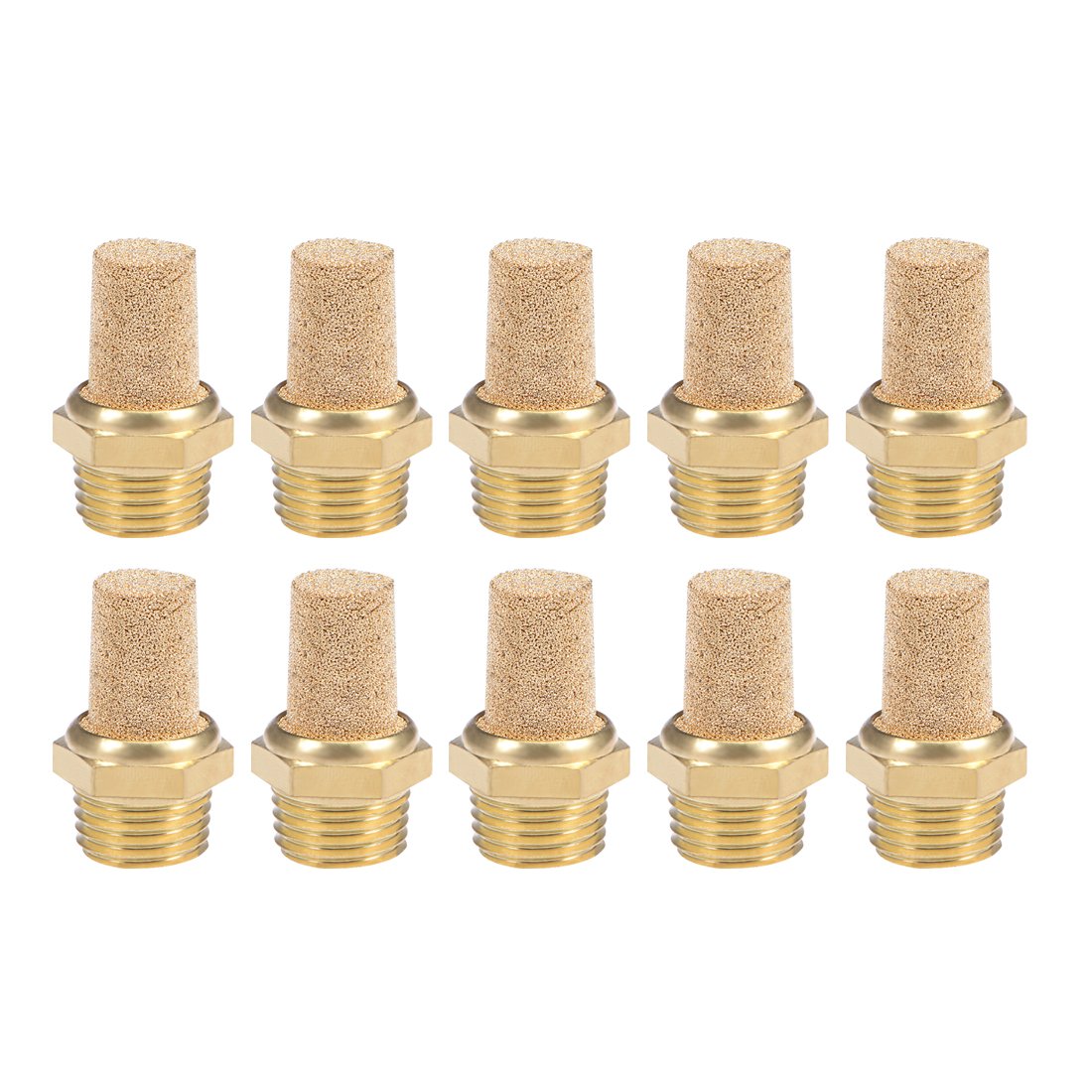 1/4 PT Sintered Bronze Exhaust Muffler with Brass Body Protruding 10pcs