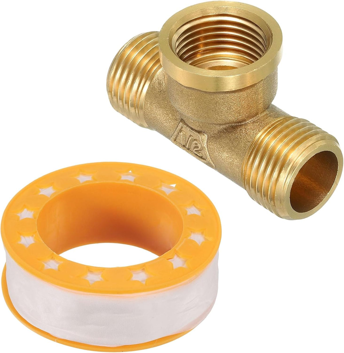 Brass Tee Pipe Fitting, G1/2" (Male x Female x Male) 3 Way T-Connector Fitting Coupler Adapter for Gas Transport Connect Pipelines