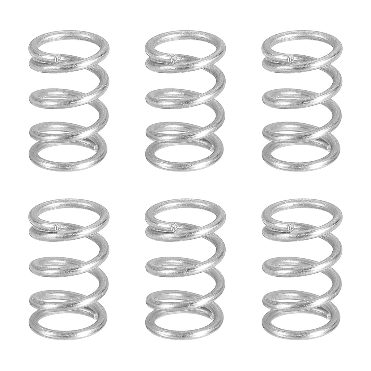 6Pcs Compression Springs, 1.2mm Wire Diameter x 10mm OD x 15mm Length 304 Stainless Steel Extension Spring Ballpoint Pen Pressure Springs for Shop Home Repairs, Silver