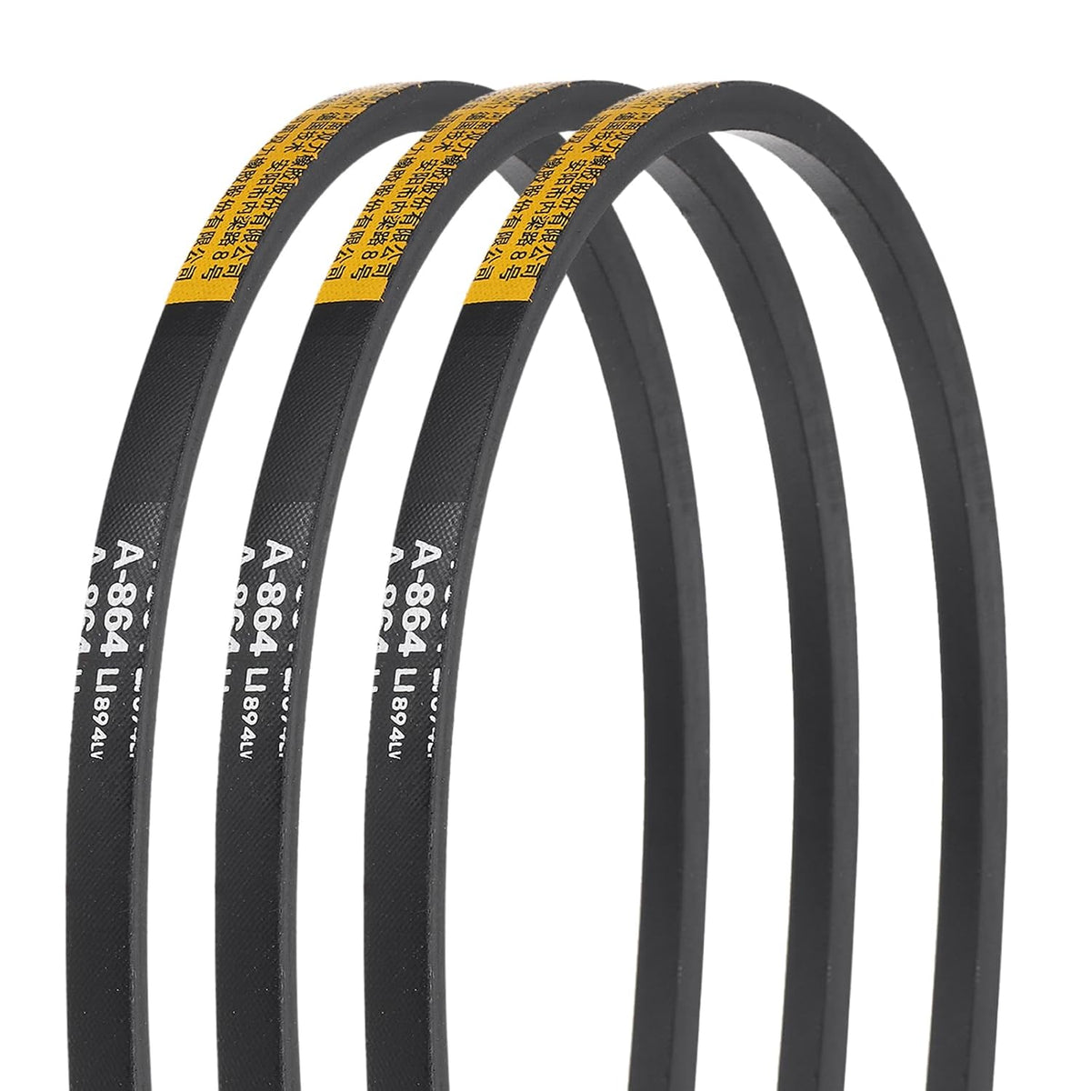 3Pcs A864 Rubber V-Belt, 864mm Inner Circumference x 13mm Width x 8mm Thickness, Classic Wrapped V-Belts for Industrial Machinery Equipment