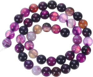Purple Agate Beads 8mm Natural Gemstone Beads, Smooth Round Loose Beads for Bracelet Jewelry Making DIY (1 Strand - 47pcs)