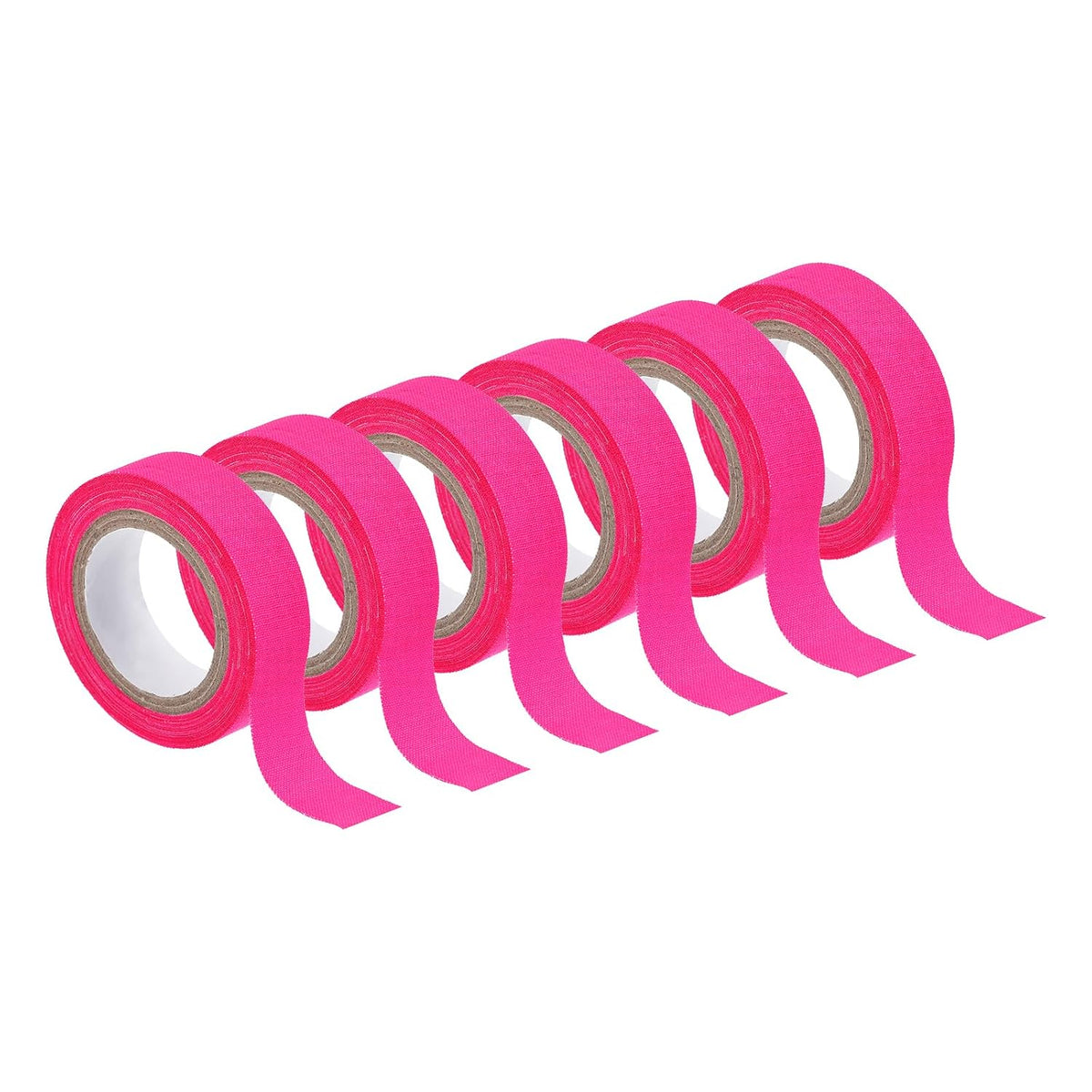 6Rolls Neon Gaffers Cloth Tape, 0.6 inch x 16.5 ft Glow in the Dark Tape Fluorescent Adhesive Black Light Tape for Party Home Decoration, Rose Red