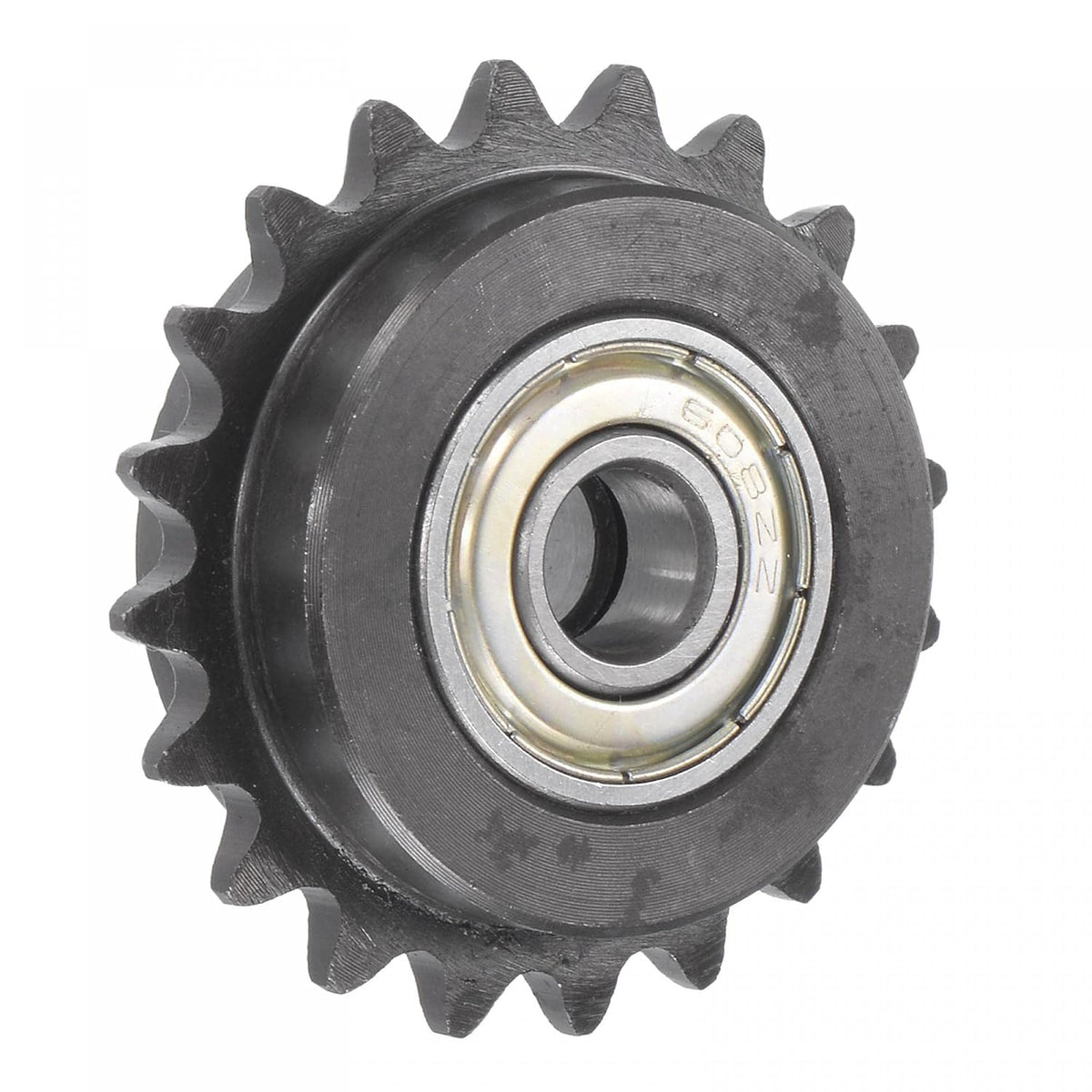 #25 Chain Idler Sprocket, 8mm Bore 1/4" Pitch 20 Tooth Tensioner, Black Oxide Finish C45 Carbon Steel with Insert Double Bearing for ISO 04C Chains