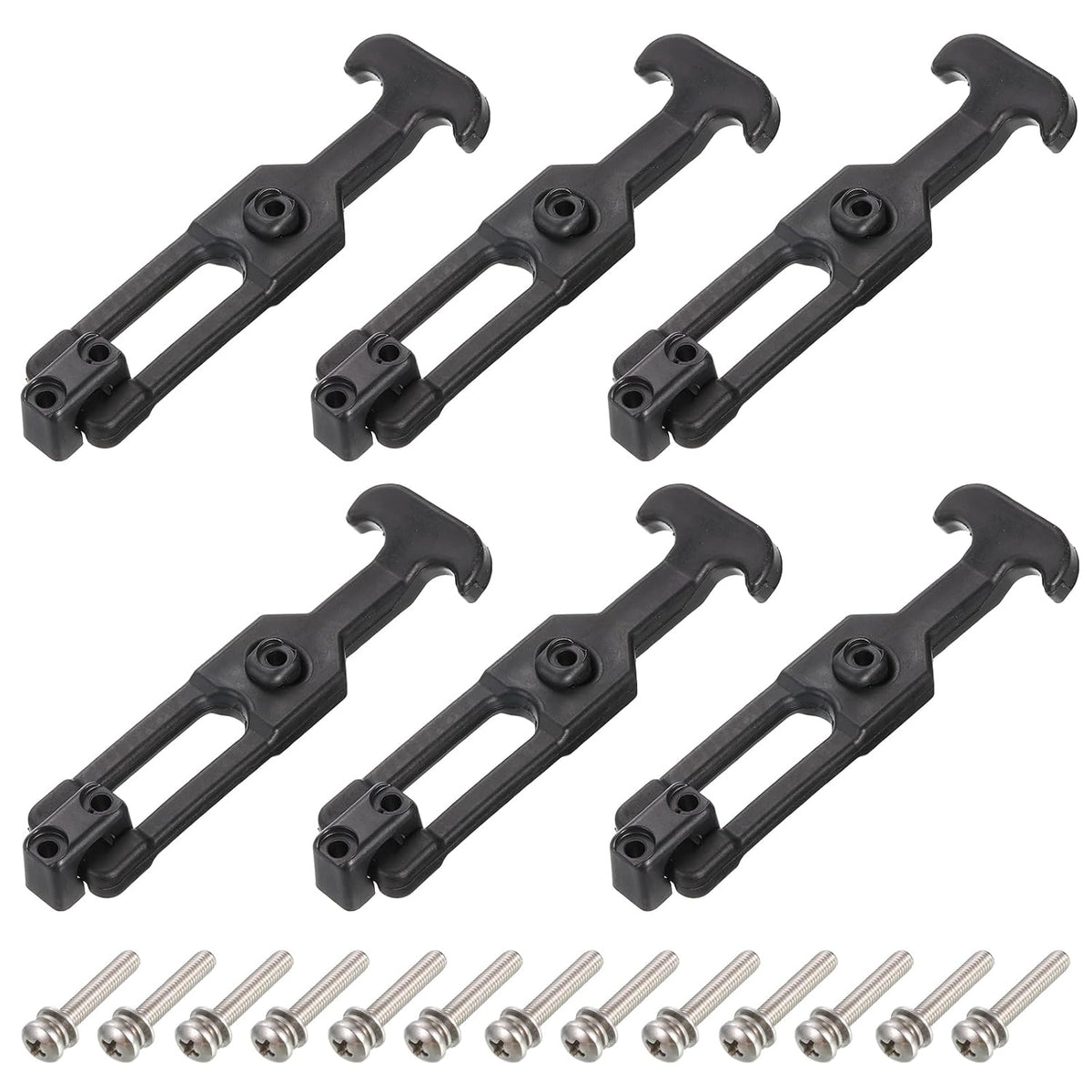 6 Set Rubber Flexible T-Handle Draw Latches 6.3 Inch Latch Hasp for Tool Box, Cooler, Golf Cart, Engineering Machine Hood, Black