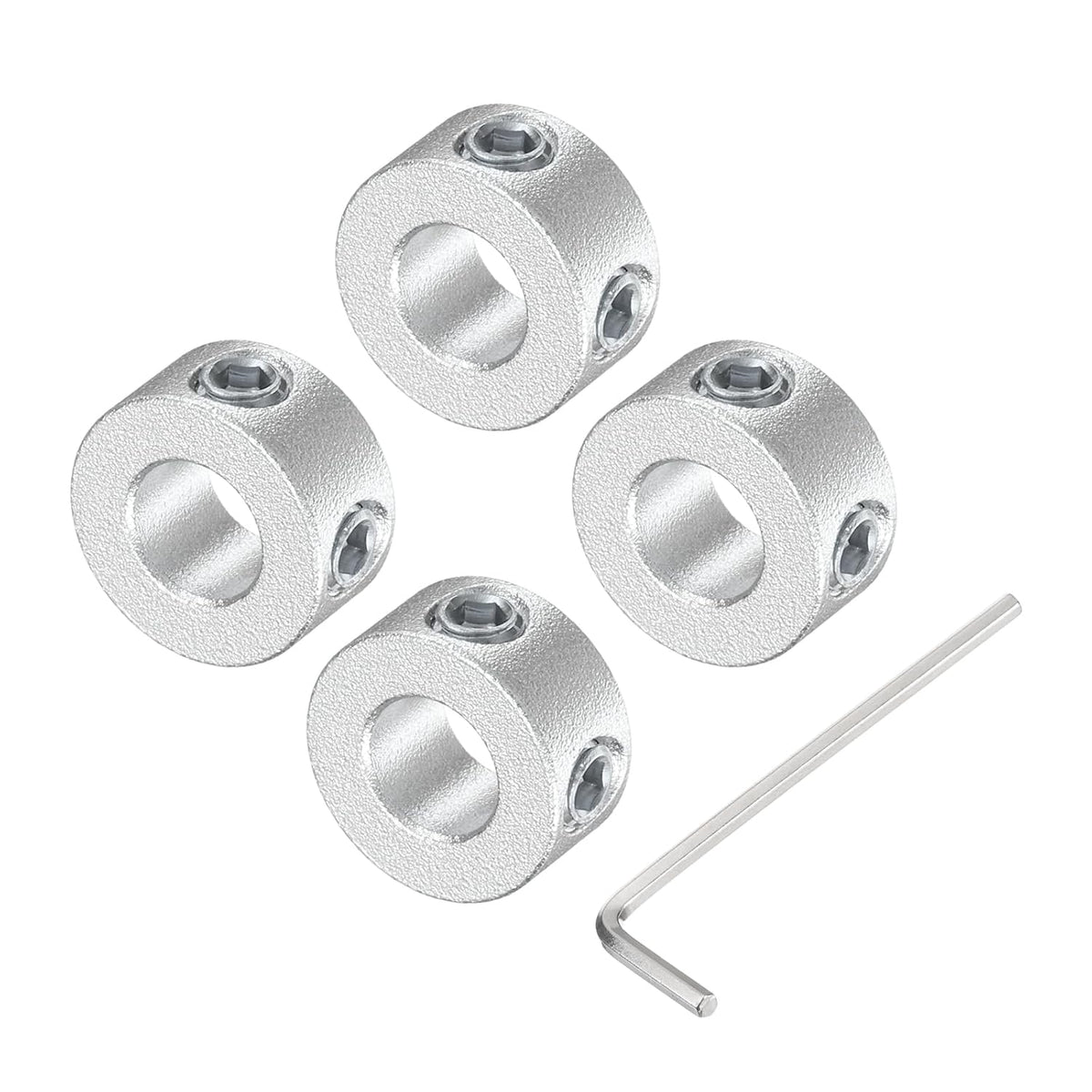 Set Screw Shaft Collar for 6mm Shaft, 4pcs Clamping Collars 12mm OD, 6mm Thickness, Aluminum Alloy Clamp-On Collar with M4 Set Screws and a Wrench