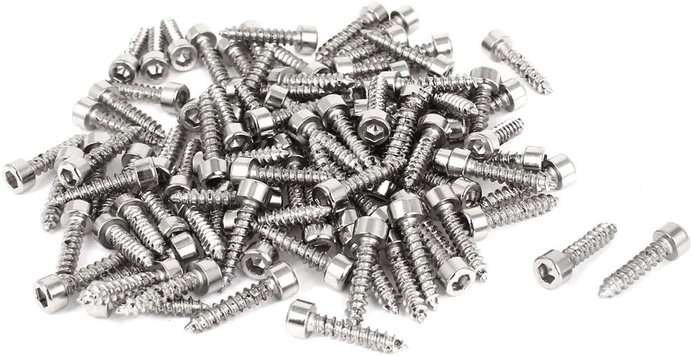 100 Pcs M3.5x16mm Stainless Steel Hex Socket Cap Head Self Tapping Screw