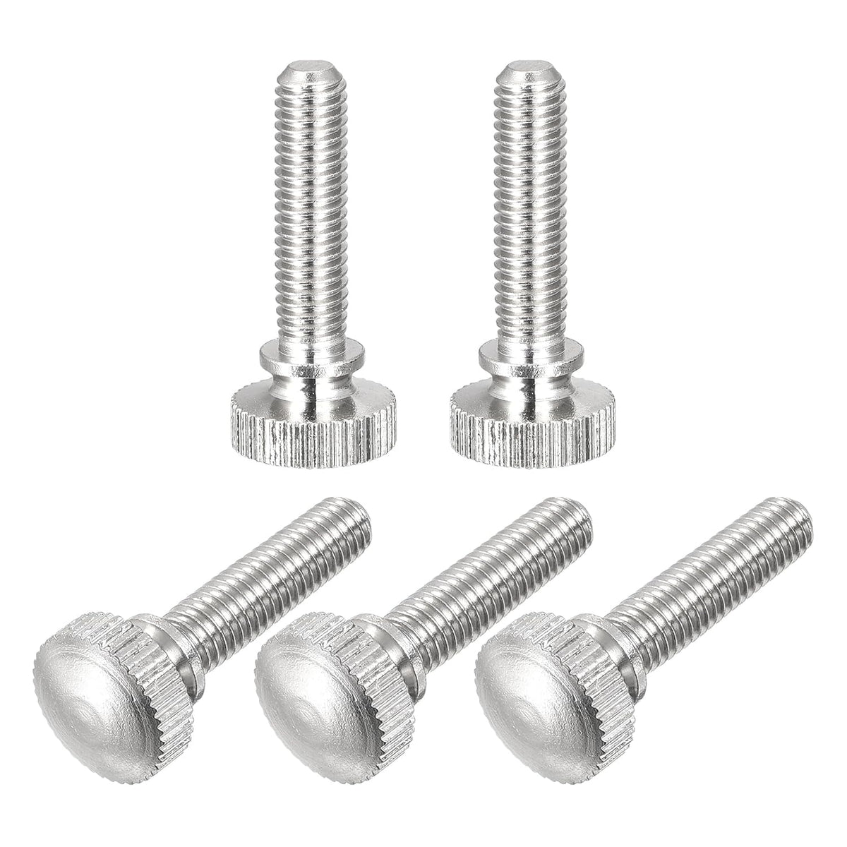5Pcs M5x20mm Knurled Thumb Screws, Brass Nickel Plated Shoulder Bolts Grip Knobs Fasteners for Electronic, Mechanical, Nickel White