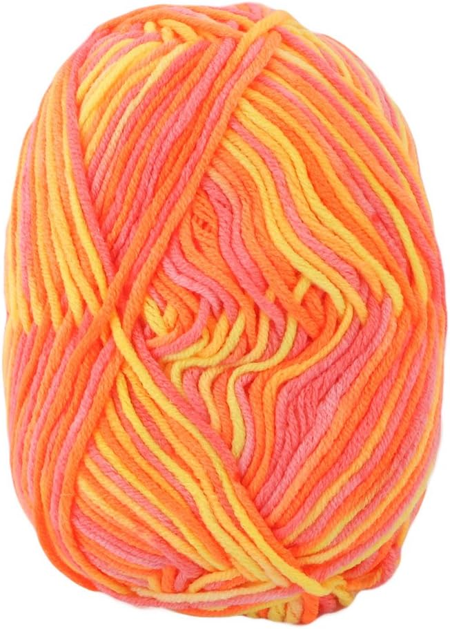 LinkMejor Cotton Blends Home Handmade Crochet Scarf Gloves Sweater Knitting Yarn Cord 50g Orange Pink