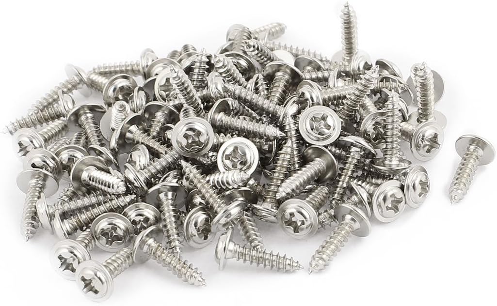 3x12 Stainless Steel Phillips Head Self-Tapping Screw with Washer Fastener X100