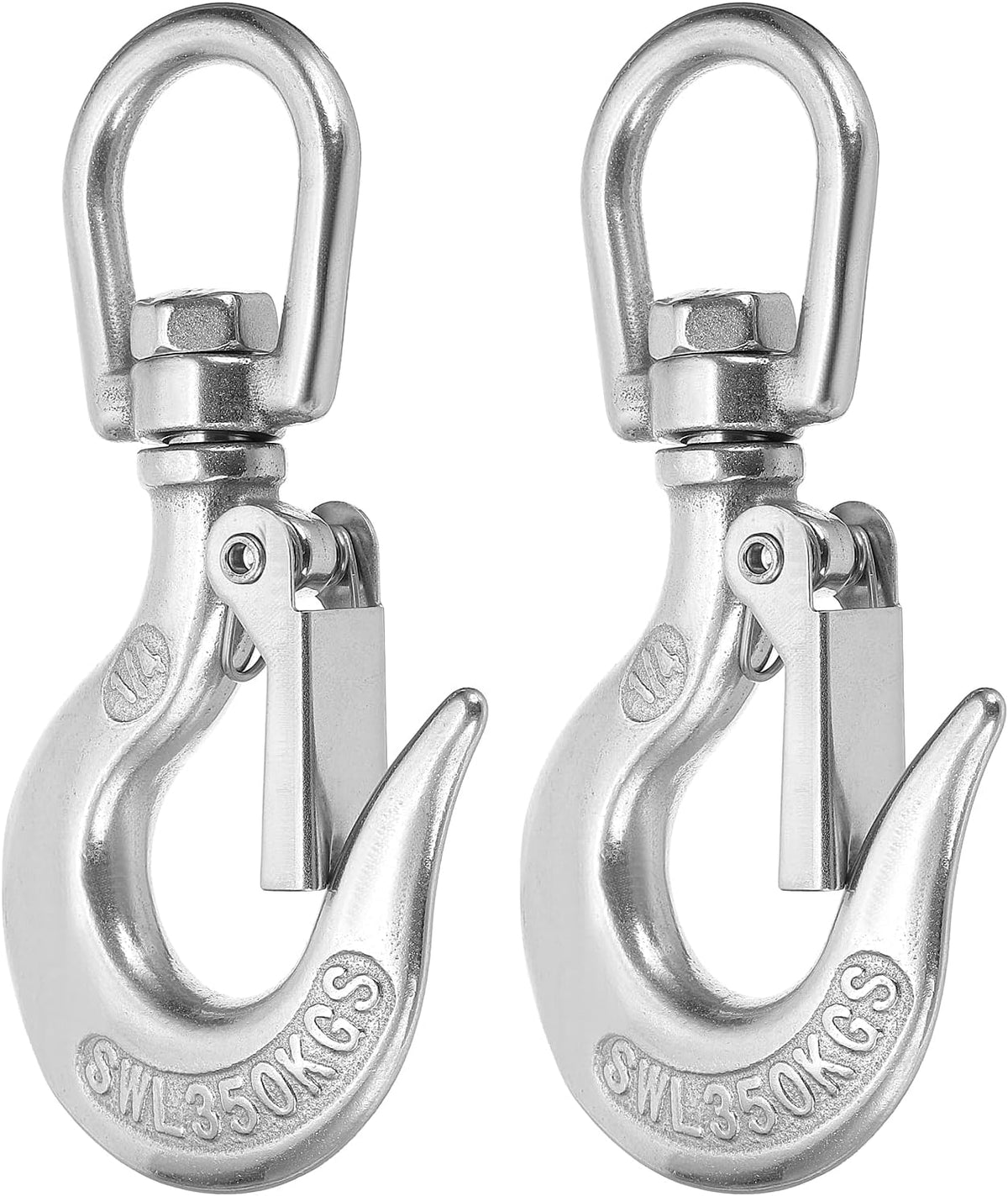 1/4" Slip Hook, 2Pcs 304 Stainless Steel Swivel Lifting Hook 771 lbs Capacity Rotatable Chain Clevis Hooks Safety Chain Hooks for Crane, Fishing Boat, Port Transportation