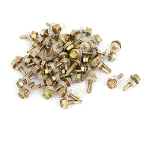 M5x15mm Roofing Hex Washer Head Self-Drilling Screws Bronze Tone 50pcs