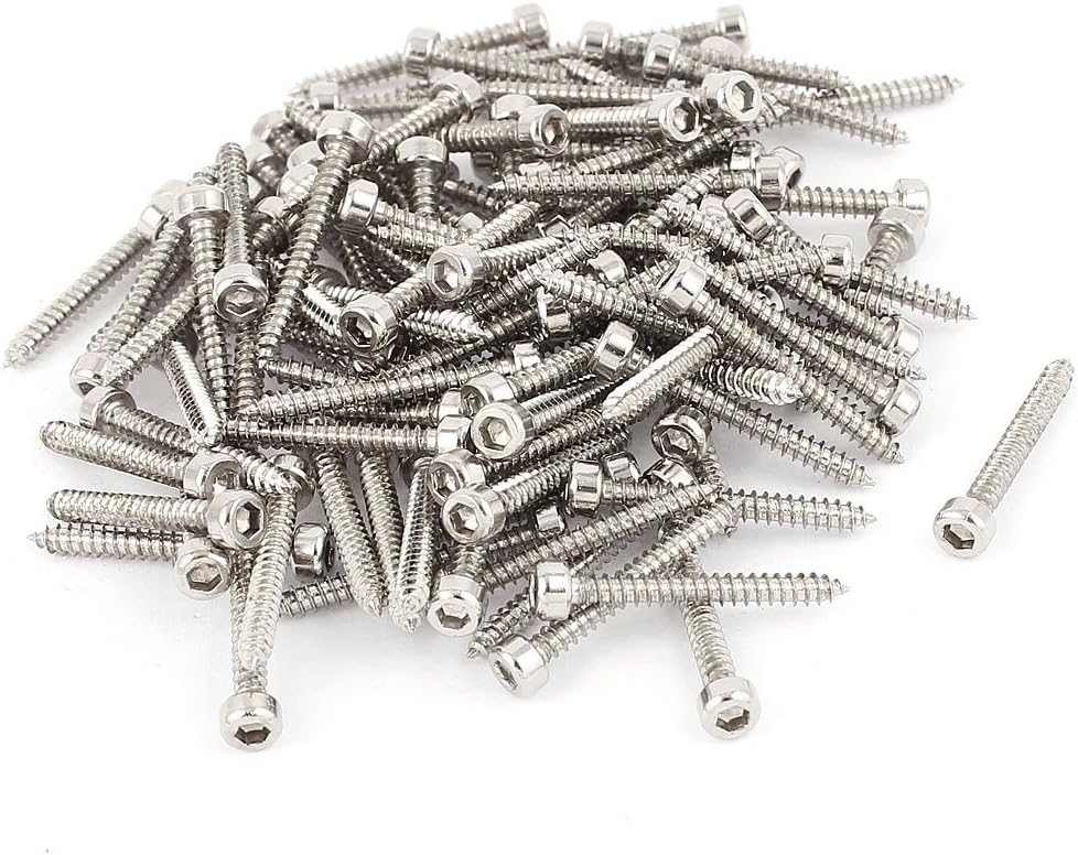 3mm x 25mm Threaded 1mm Pitch Hex Head Self Tapping Screws 100 Pcs